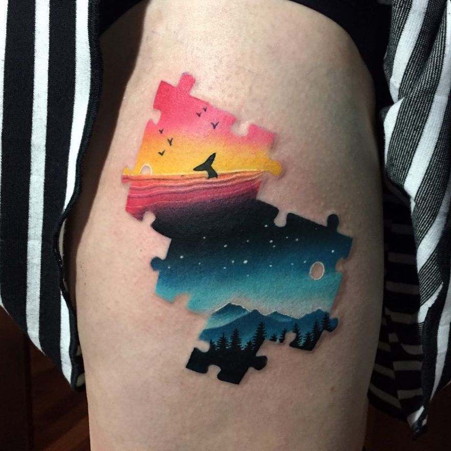 colorful double-exposure tattoo by Daria Stahp (20) - KickAss Things