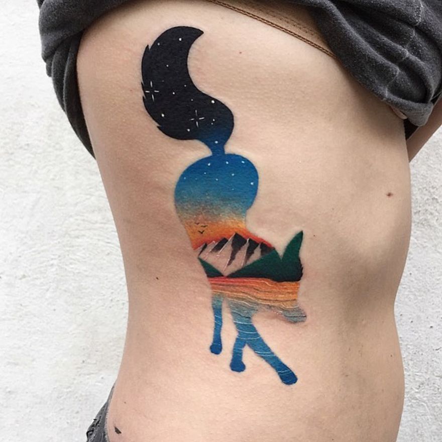 double-exposure tattoos by Daria Stahp 