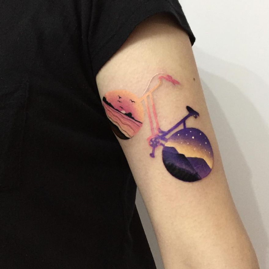 creative double exposure tattoo