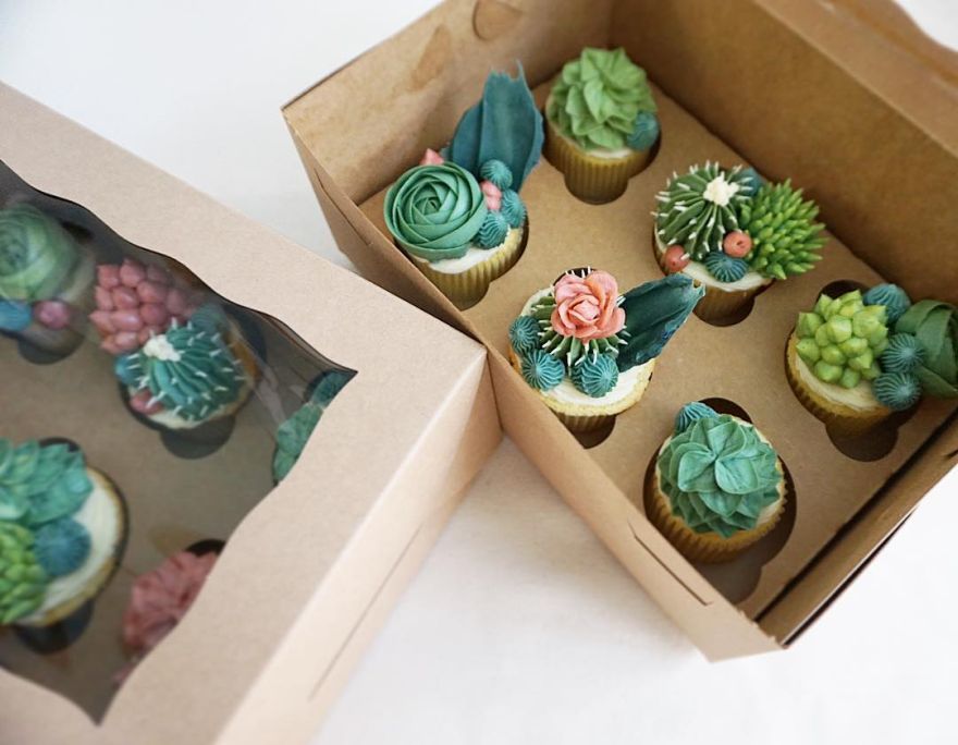 Succulent Cupcakes by Brooklyn Floral Delight Bakery