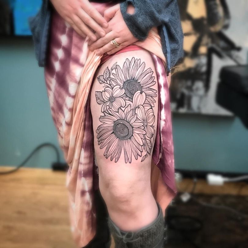beautiful sunflower tattoo