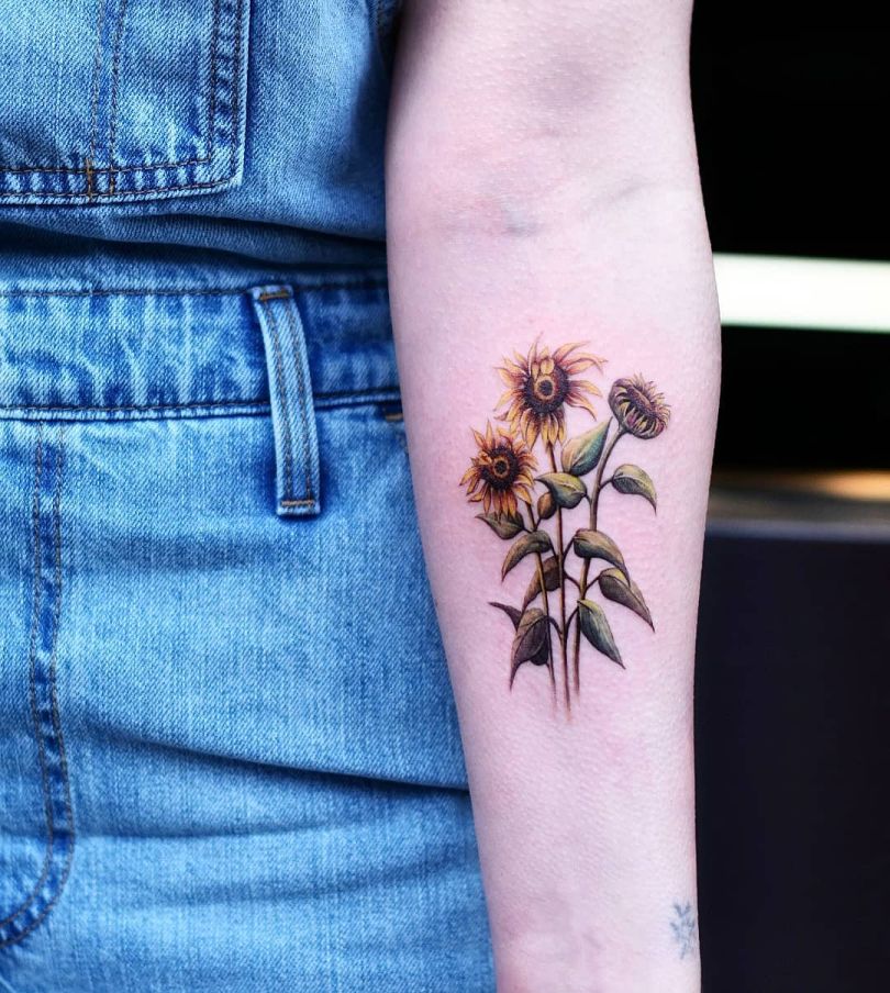 beautiful sunflower tattoos