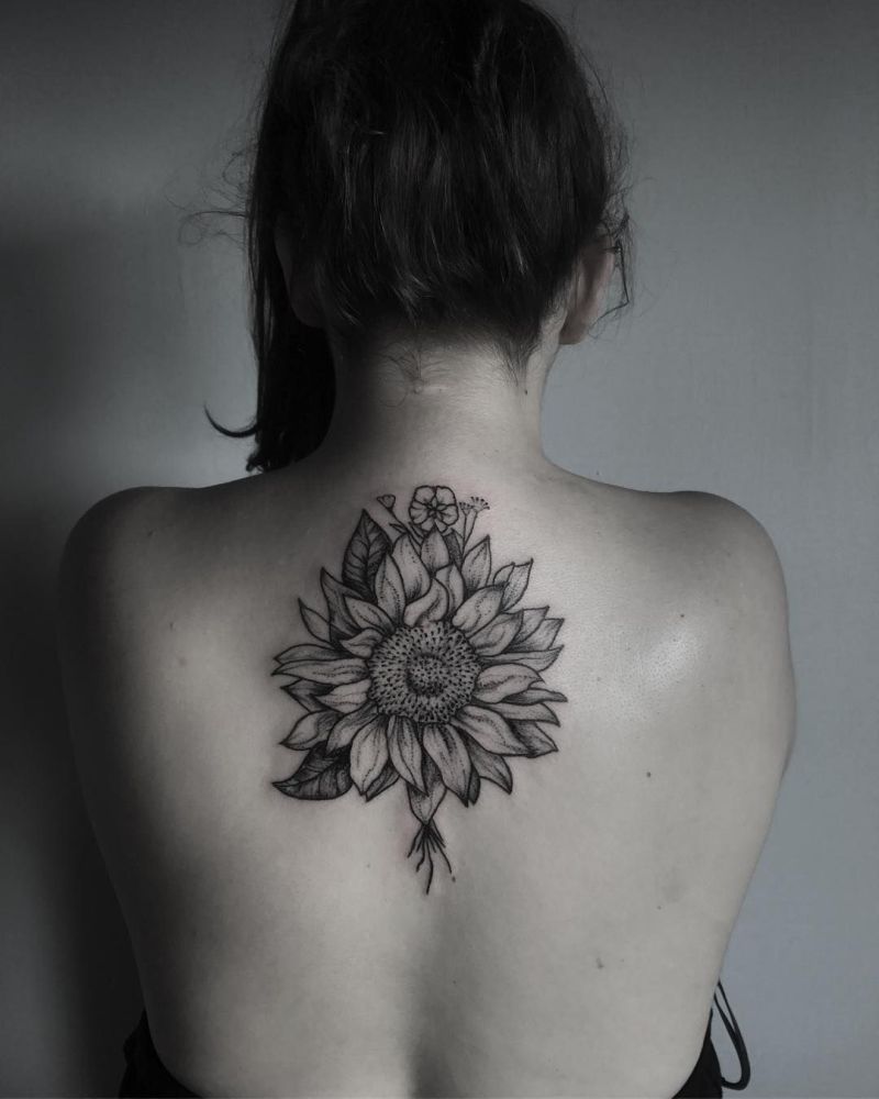 awesome black  gray sunflower tattoo by Ariana Roman 1  KickAss Things