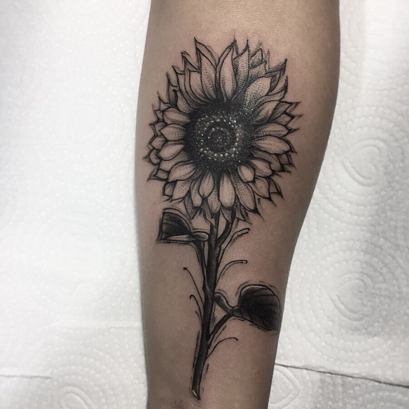 Black And Grey Sunflower Tattoo 38 Kickass Things