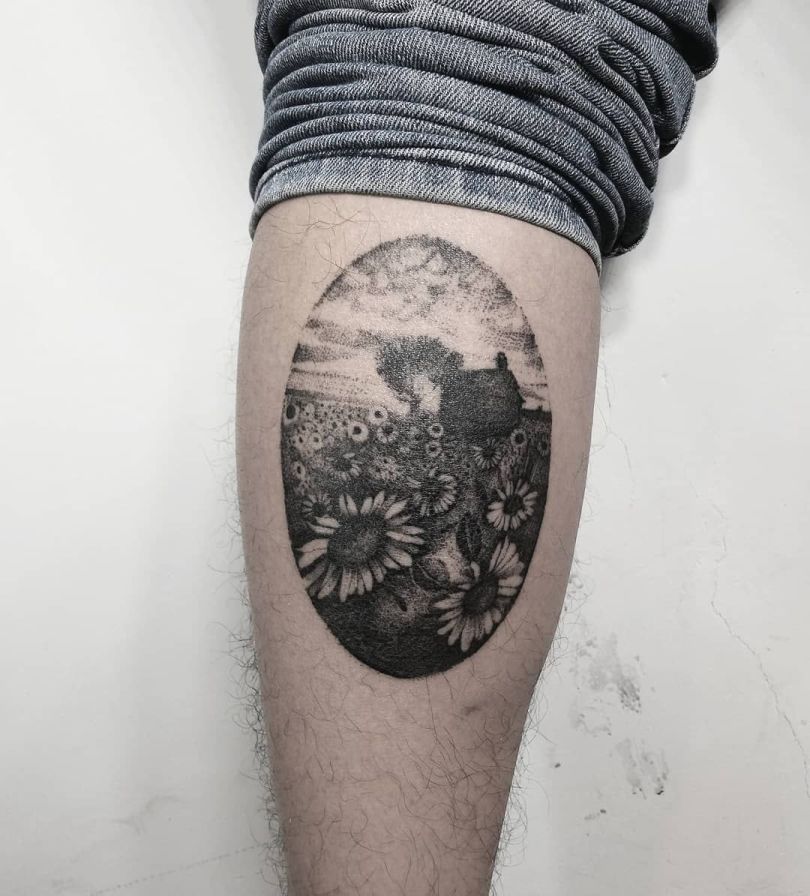 sunflower field tattoo