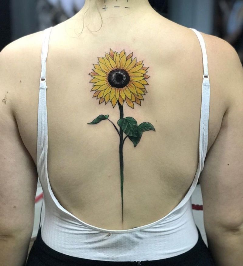 Daisy and Sunflower Quote Spine Tattoos  neartattoos