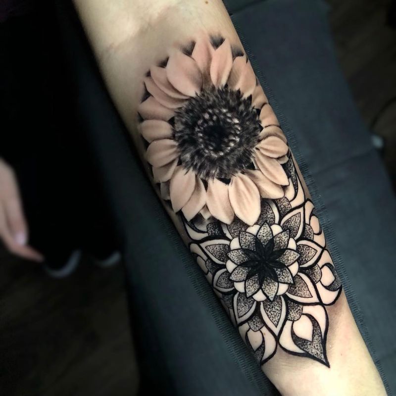 Tattoo tagged with sunflower backpiece color flower  inkedappcom