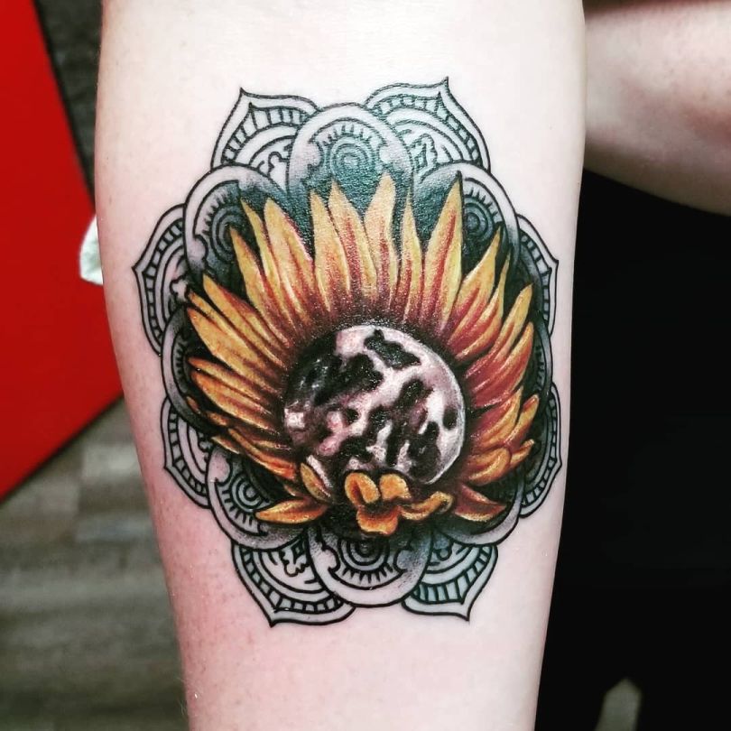sunflower mandala tattoo