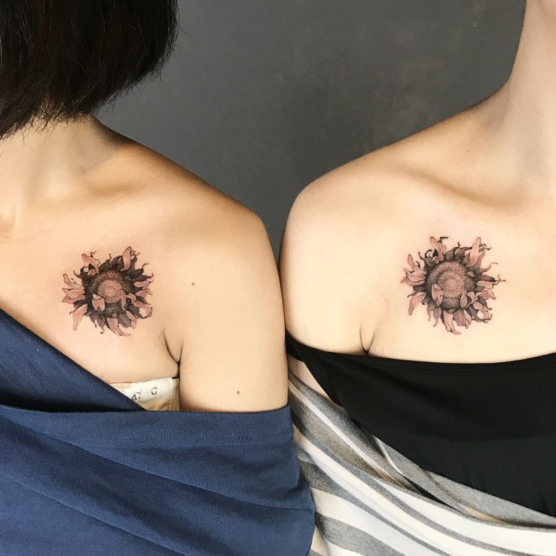 sunflower matching tattoo