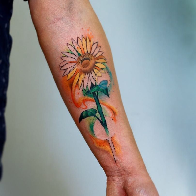 sunflower tattoos on ankle