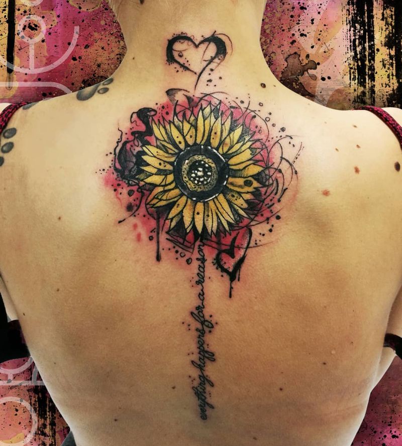 Tattoo uploaded by Stacie Mayer  Watercolor sunflower tattoo by Beynur  Kaptan blackandcolor BeynurKaptan watercolor abstract flower  sunflower  Tattoodo