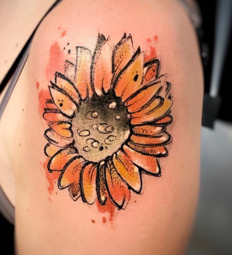 watercolor sunflower tattoo 18  KickAss Things