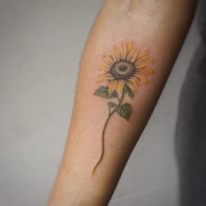 watercolor sunflower tattoo