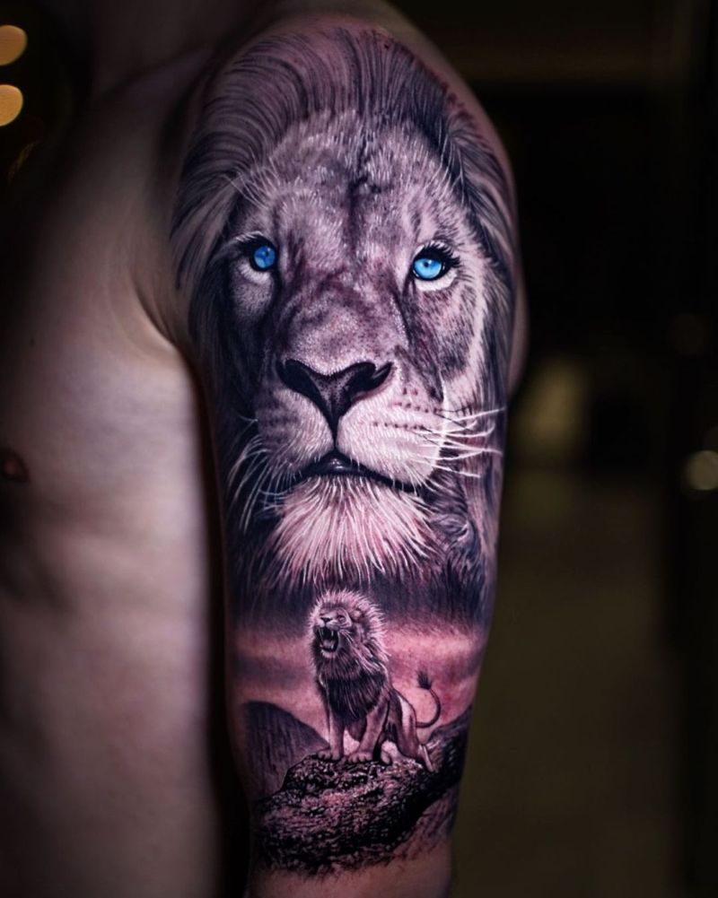 blue eyed lion tattoo
