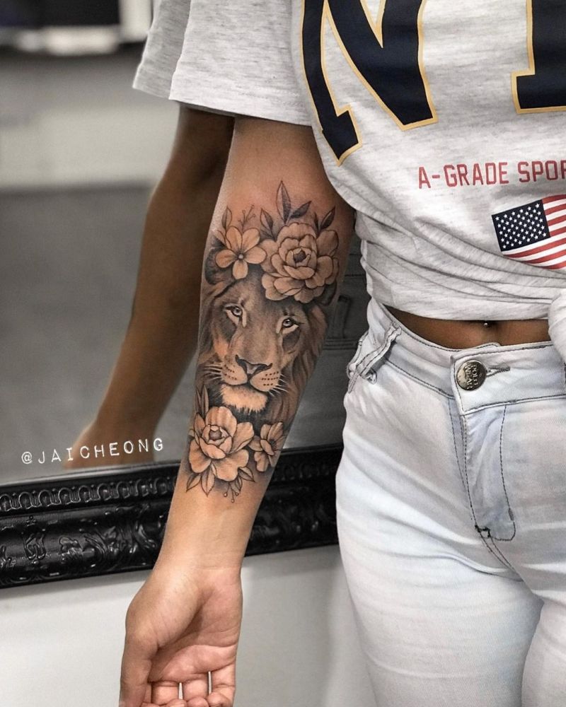 lion tattoo on arm