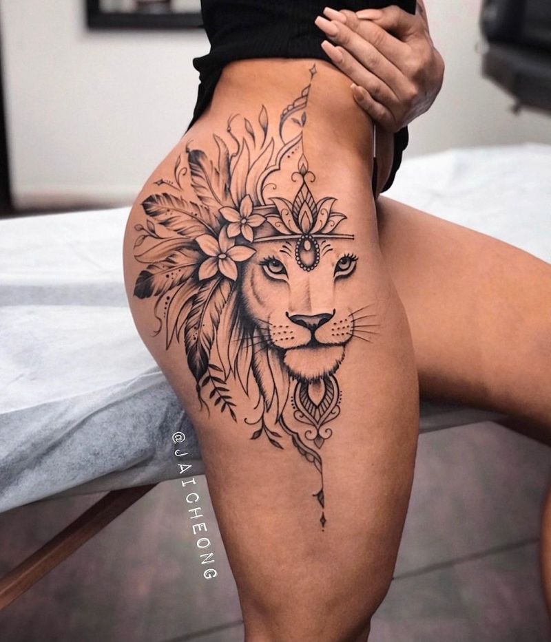 lion tattoo ideas for girls