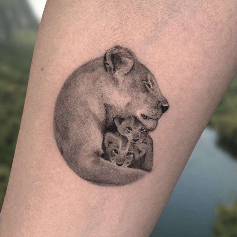 lioness & cubs tattoo