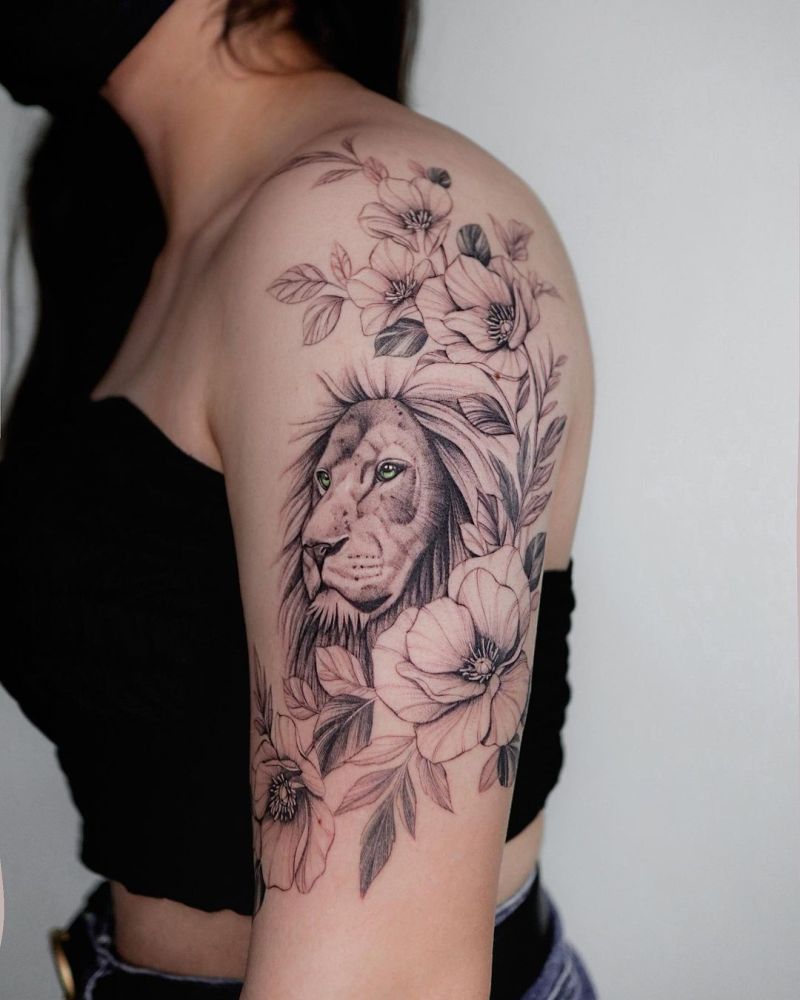 Fierce Lion Tattoo Art Blk