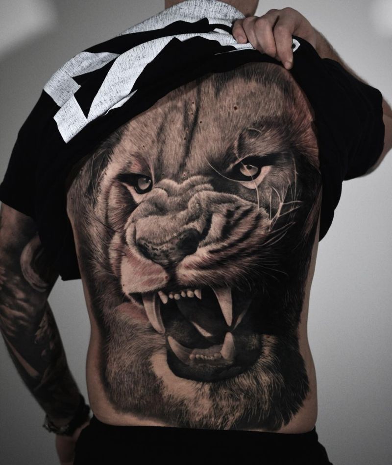 back lion tattoo