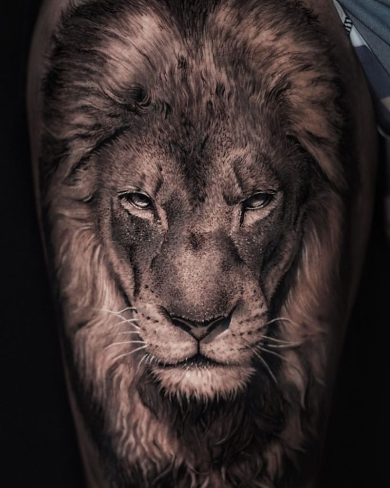 Miguel Angel Tattoo — Lion and tiger scar cover up bone by...