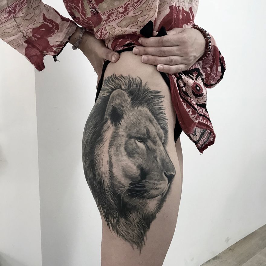 Lion tattoo on the hand hires stock photography and images  Alamy