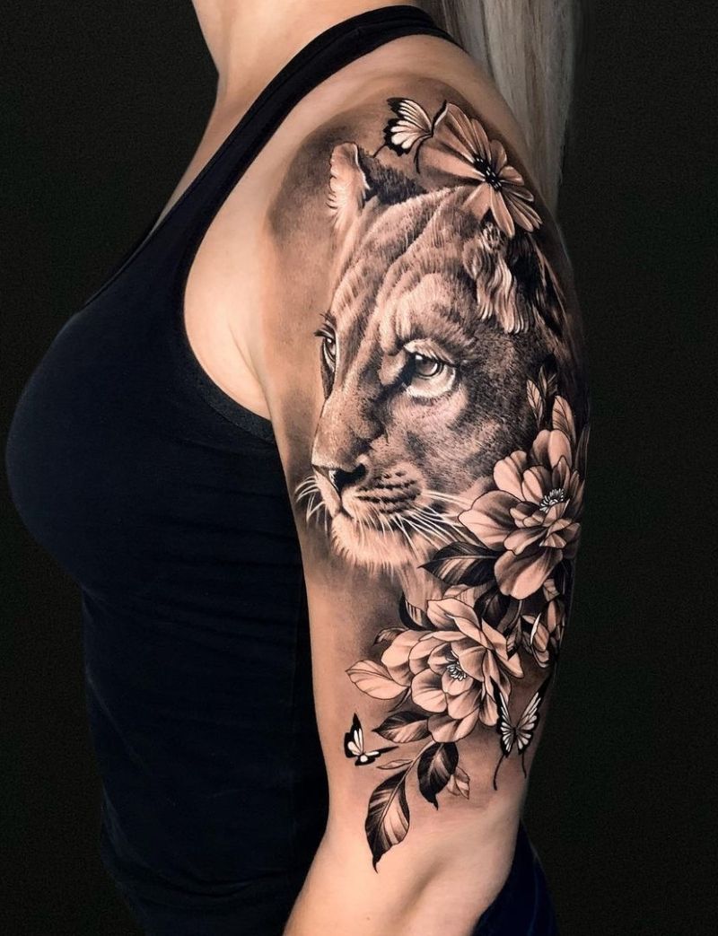 Details more than 76 lioness tattoo with flowers latest  ineteachers