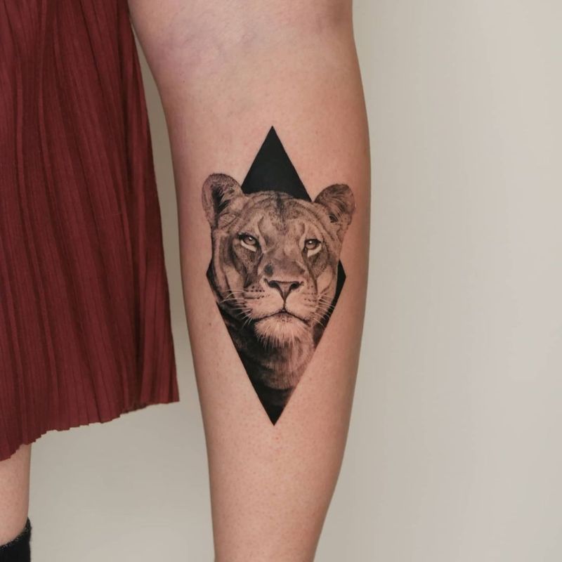 Tattoo uploaded by Dragons Lair Tattoo  Martins Page  A small lion and lioness  tattoo  Tattoodo