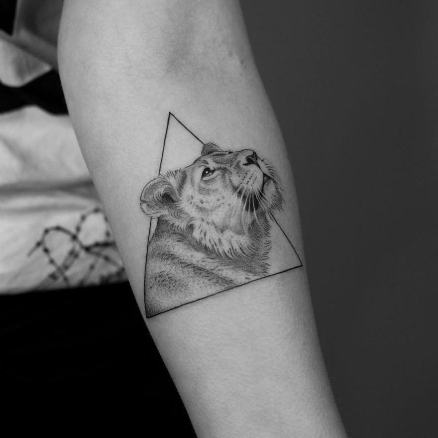 Simple Lioness Tattoo