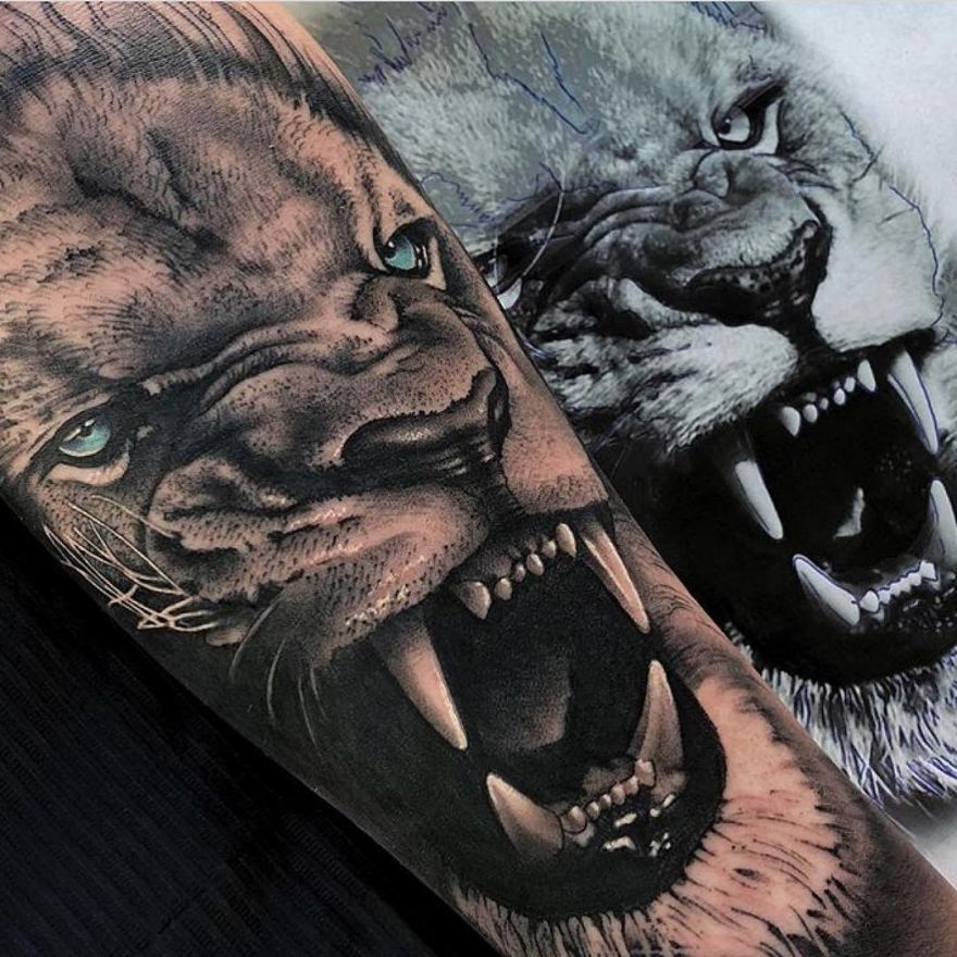 Angry Lion on Inspirationde | Lion art, Lion drawing, Lion tattoo