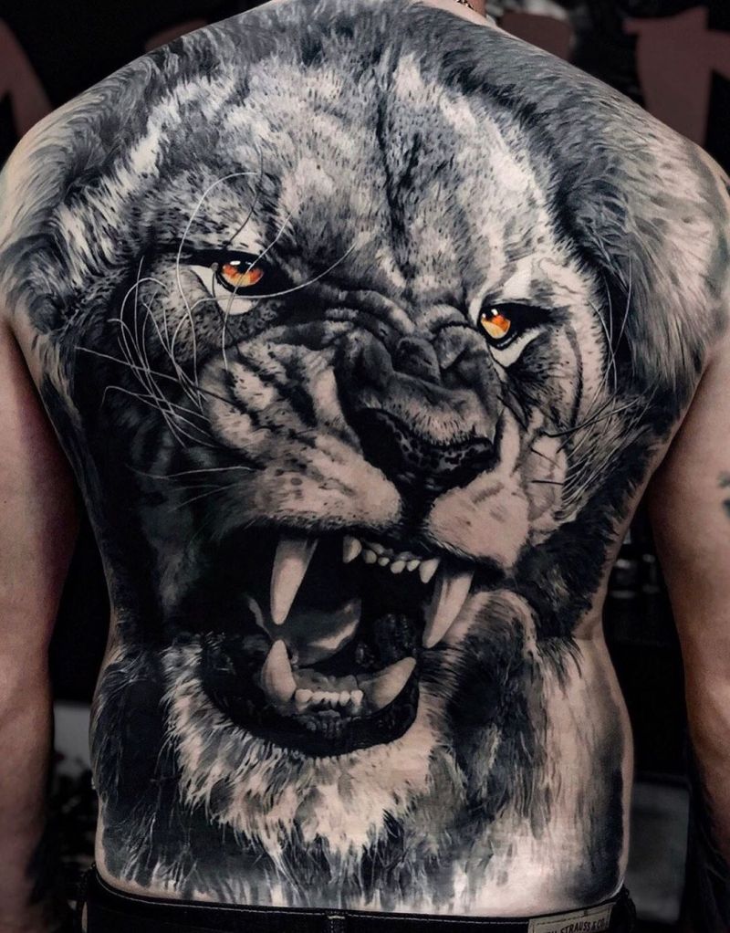 back lion tattoo