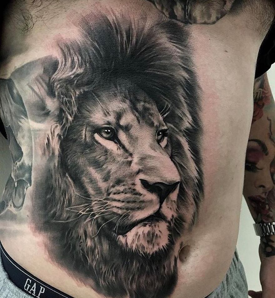 Rib Tattoos Lion