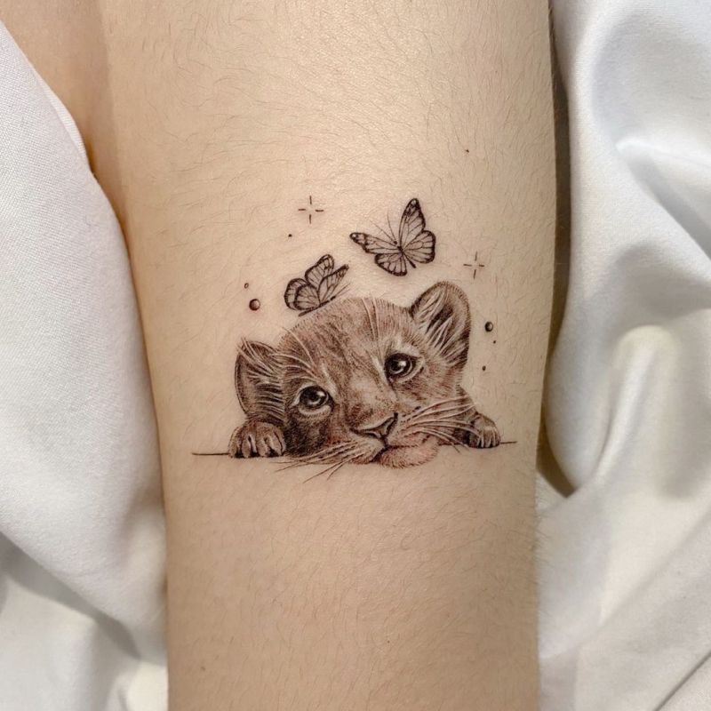 Tattoo uploaded by Snow  Dotwork Lioness and Cub  lion lioness   Tattoodo