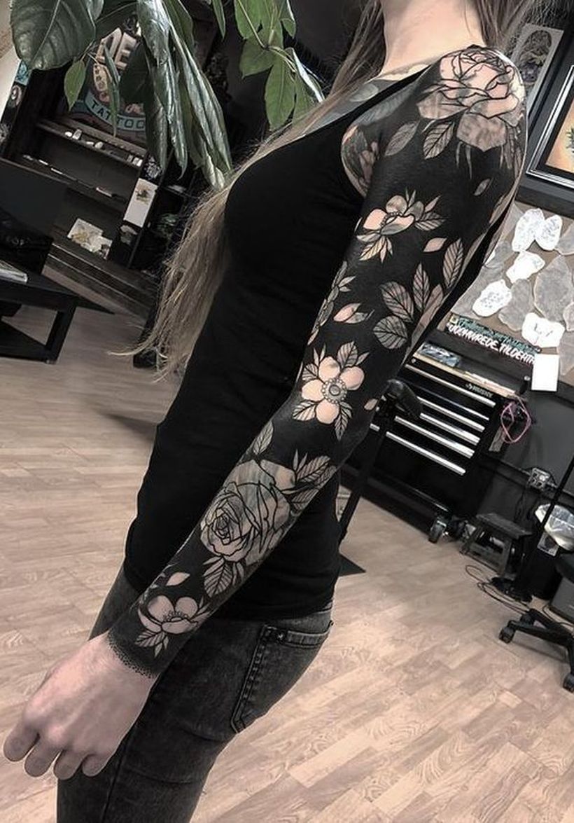 solid black tattoos for women