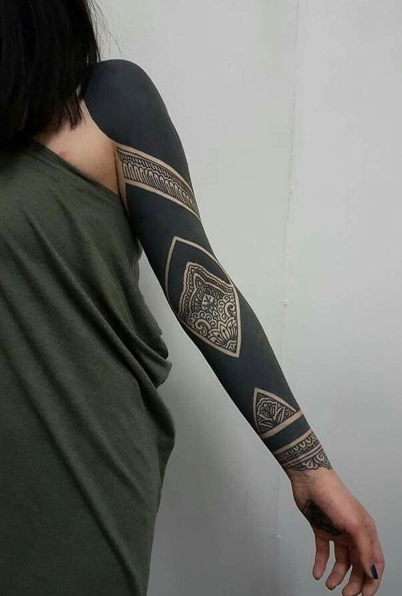 Woman endured high level of pain after getting black tattoo covering  whole arm  Mirror Online