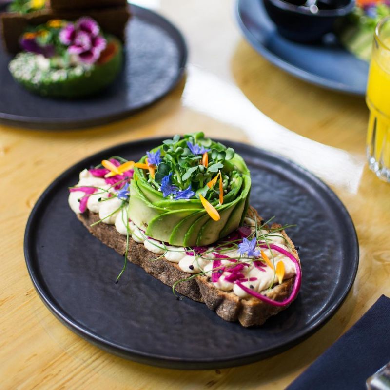 Avocado Rose Hummus Toast