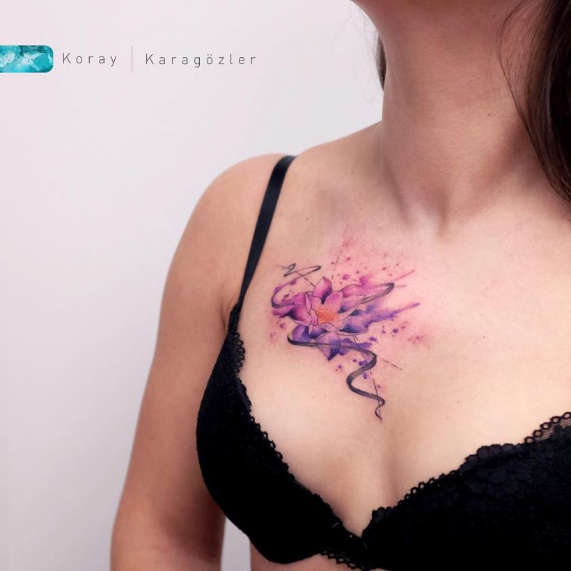 floral watercolor tattoo Koray Karagözler