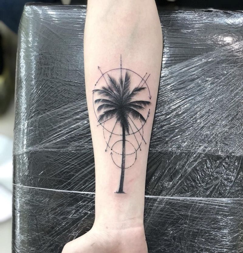 realistic palm tree tattoos