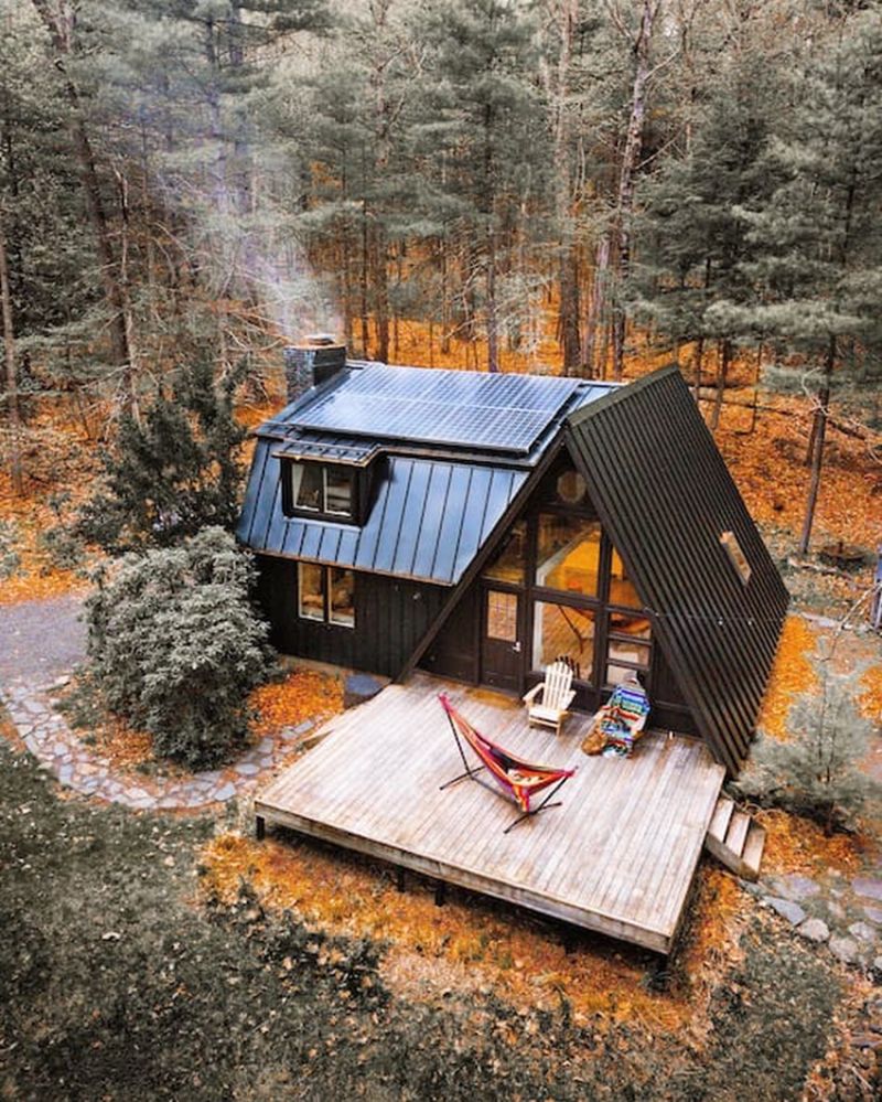 modern A-frame cabin