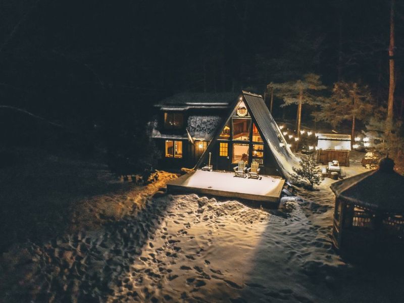 modern A-frame cabin Catskills