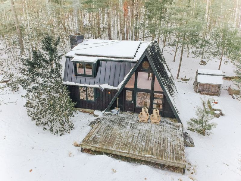 modern A-frame cabin