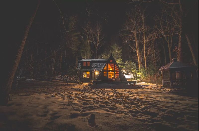 modern A-frame cabin