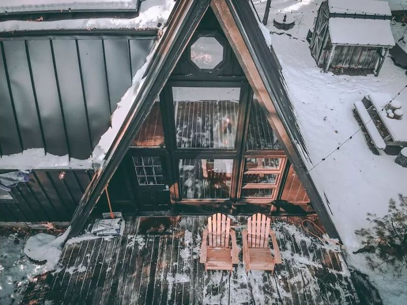 modern A-frame cabin