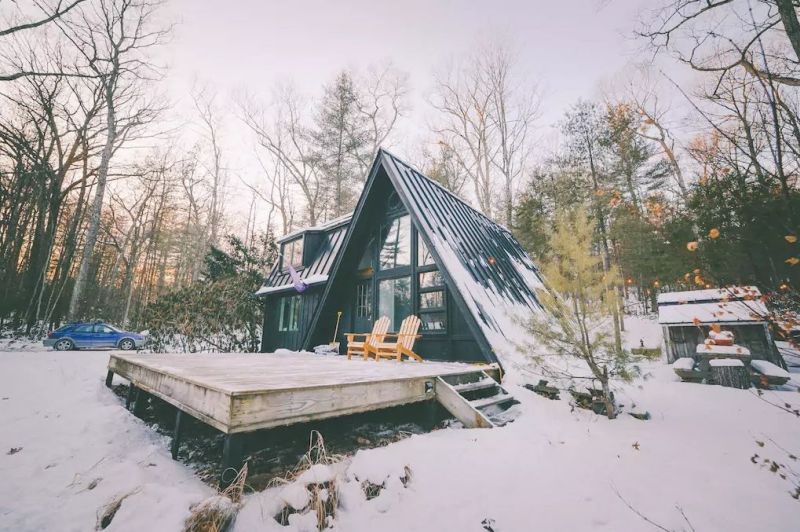 modern A-frame cabin