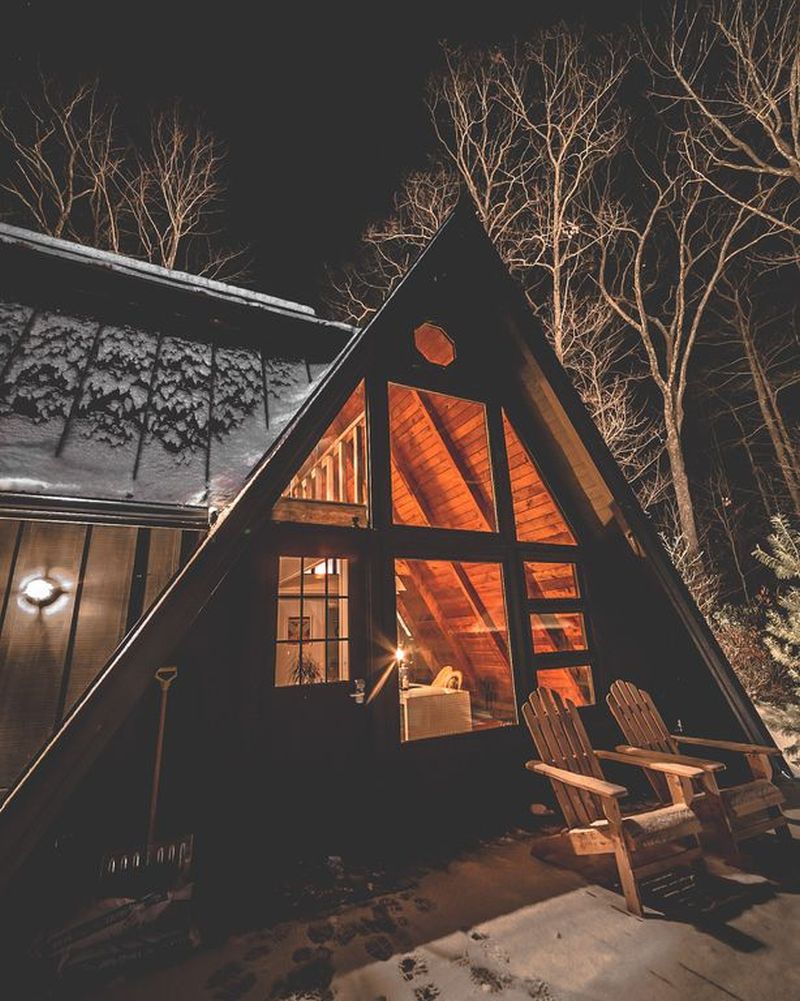 modern A-frame cabin