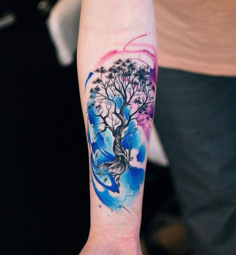 Watercolor tree of life Location Denver Colorado Artist  Instagramskylerespinoza  rtattoo