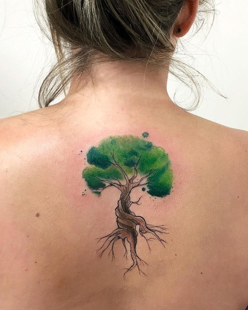 watercolor tree tattoo