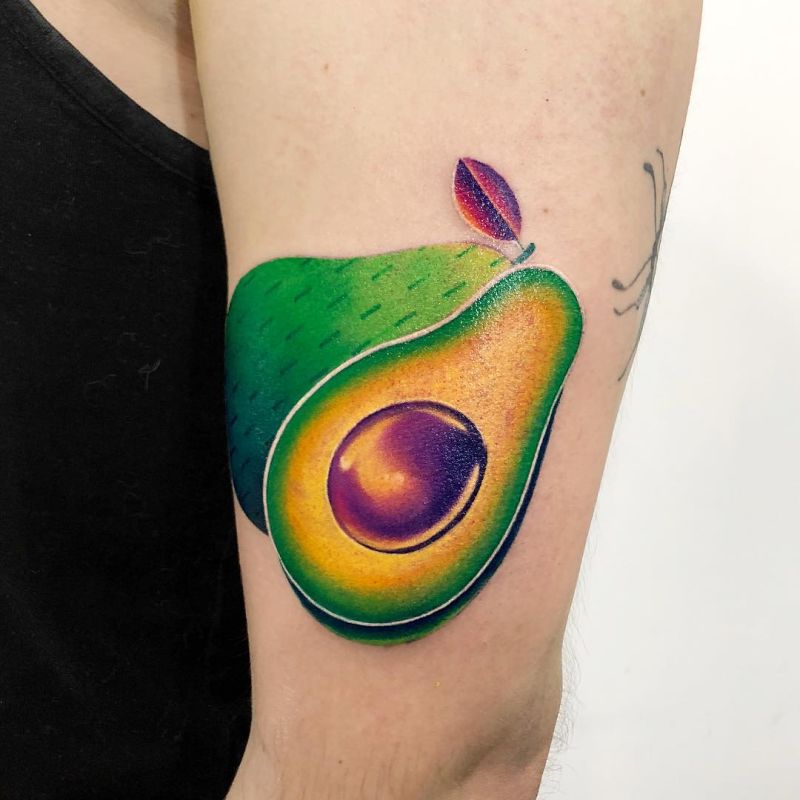 colorful avocado tattoo