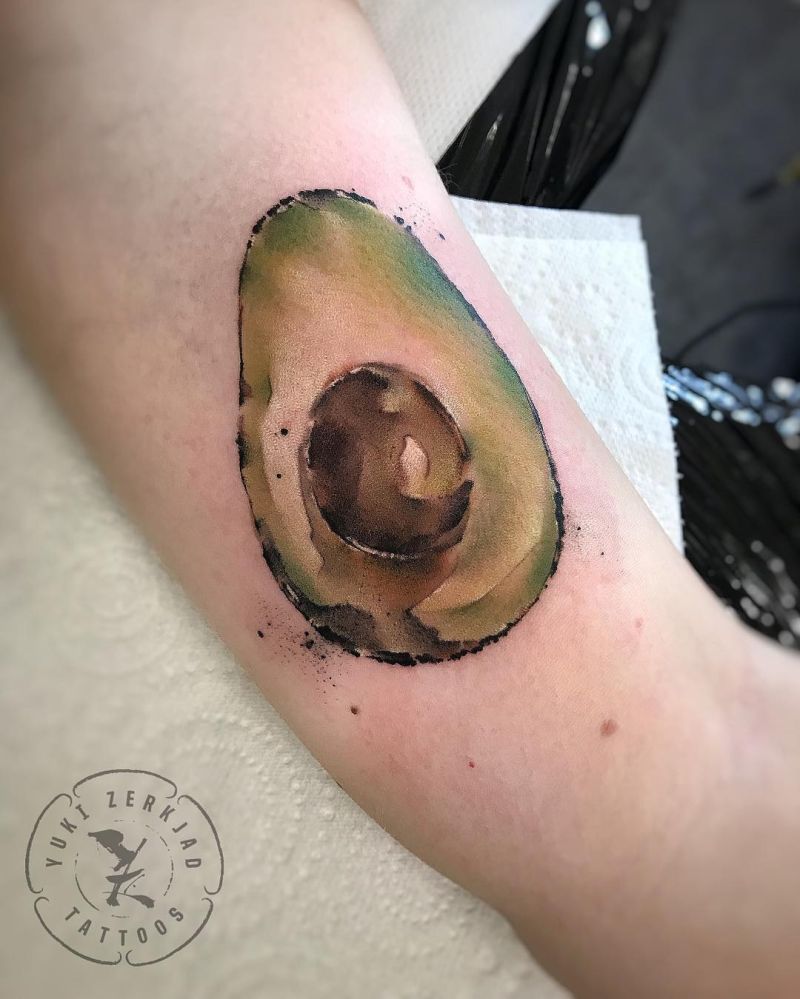 watercolor avocado tattoos