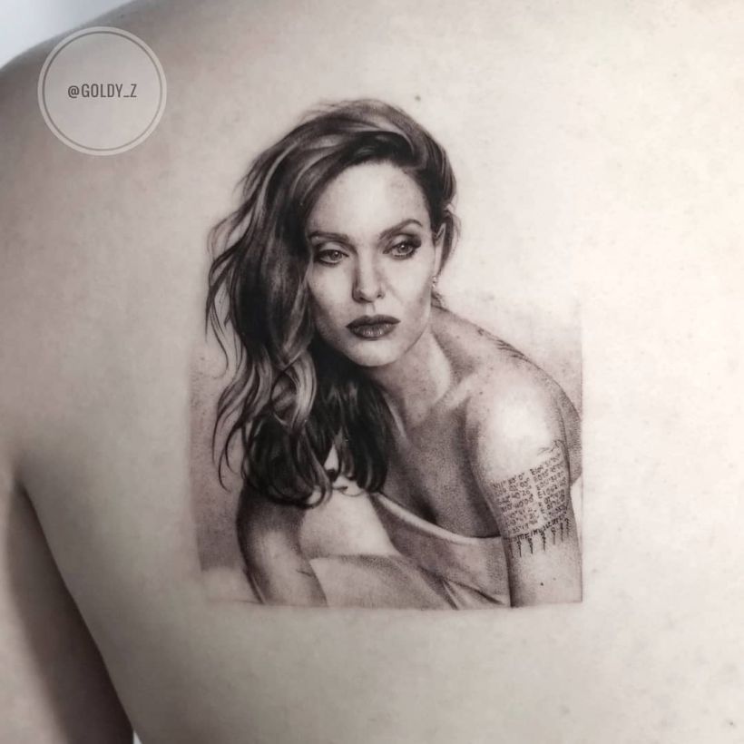 Angelina Jolie realistic tattoo