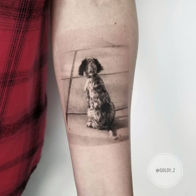 fine line realistic dog tattoo by Zlata Kolomoyskaya 1a - KickAss Things